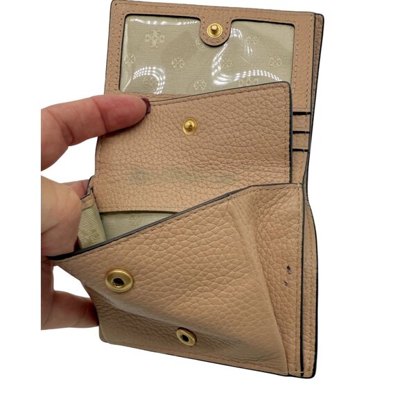 Tory Burch Bifold Wallet Blake Color Block Black Beige - Picture 5 of 8